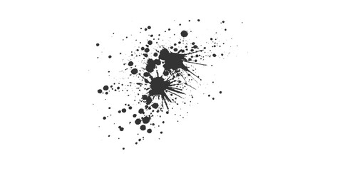 Black paint, ink splash, brushes ink droplets, blots. ink splatter pattern with chaotic paint drops and drips vector. acrylic paint black splatters.
