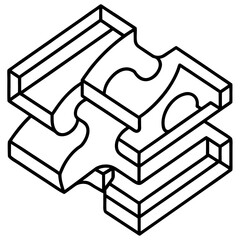 Wooden Puzzle line art vector