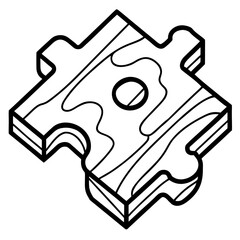Wooden Puzzle line art vector