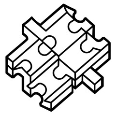 Wooden Puzzle line art vector