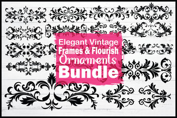 Elegant Vintage Frames & Flourish Ornaments Bundle