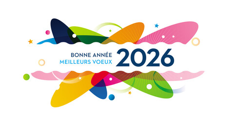 Carte de voeux color&eacute;e 2026 Bonne Ann&eacute;e