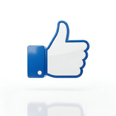 A 3d rendered facebook like thumb up icon isolated on a white background, representing approval and social media engagement