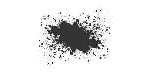 Black paint, ink splash, brushes ink droplets, blots. ink splatter pattern with chaotic paint drops and drips vector. acrylic paint black splatters.