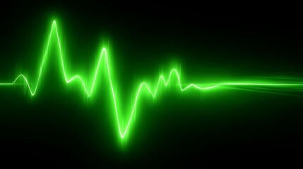 Green electrocardiogram waveform on dark background