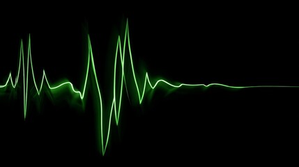 Green electrocardiogram waveform on black background