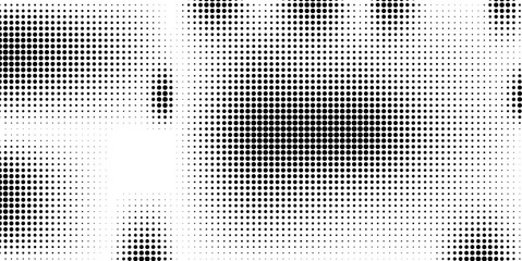 Retro dotted background. Halftone dotes texture. Black and white screen wallpaper. Vector gritty backdrop.