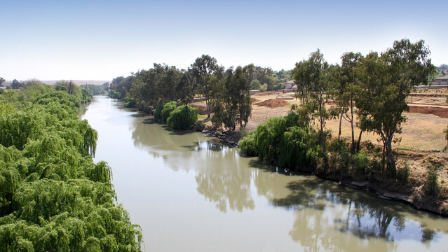 The Wilge River, Frankfort in the Free State South Africa is a vital tributary of the Vaal River flowing through scenic Highveld grasslands. 