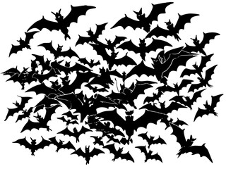 Swarm of Bats Flying Illustration