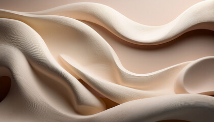 Fototapeta premium Soft Curved Clay Shapes In Neutral Shades Of White Beige And Taupe Create An Abstract Background Gentle Shadows Enhance Depth On A Smooth Light Surface Offering A Serene Aesthetic