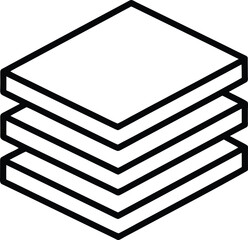 minimal book stack outline icon with even layers.