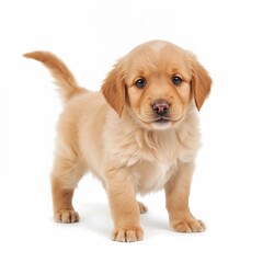 golden retriever puppy on white background