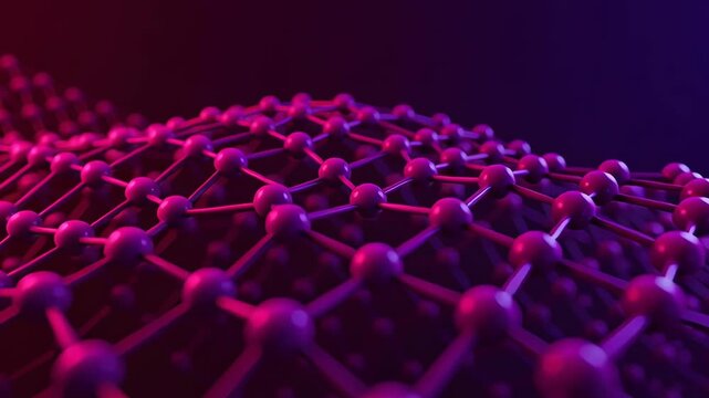 Abstract Purple Network Structure with Connecting Nodes on a Dark Background