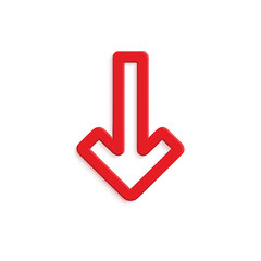 シンプルな赤い下向き矢印ベクターアイコン