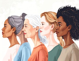 Profile portraits of diverse women