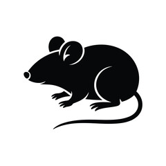 Simple black silhouette of a mouse on a white background