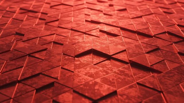 Abstract Red Triangular Tiles Pattern Background with Metallic Shine