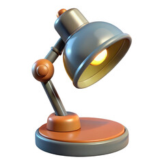 3d retro desk lamp with adjustable arm isolated on transparent background