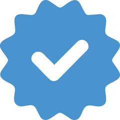 Blue Verification Badge with White Checkmark Icon