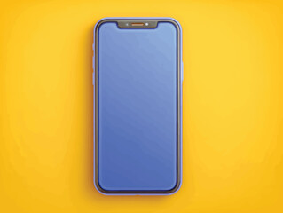 黄色の背景に置かれた青いスマートフォンのベクターイラスト