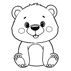 Obraz premium Cartoon bear line art for coloring book with white background