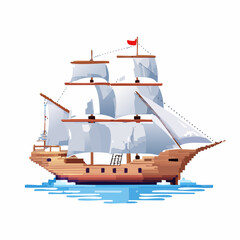 sailing ship isolated on white