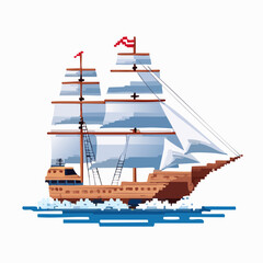 sailing ship isolated on white
