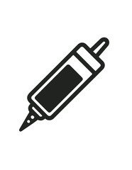 A simple outline icon of a glue bottle with black and white fill.