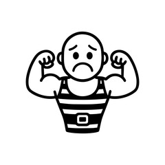 character emotion strongman sadness vector on white background Vector icon character with emotion