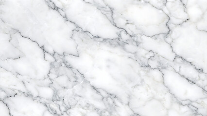 Polished White Marble Surface with Gray and Black Veining