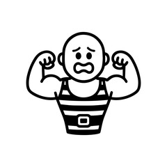 character emotion strongman fear vector on white background Vector icon character with emotion