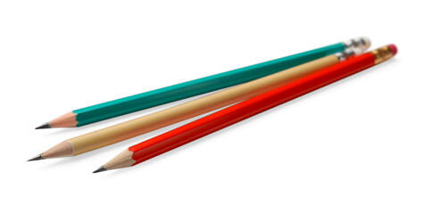 Three sharp graphite pencils isolated on white