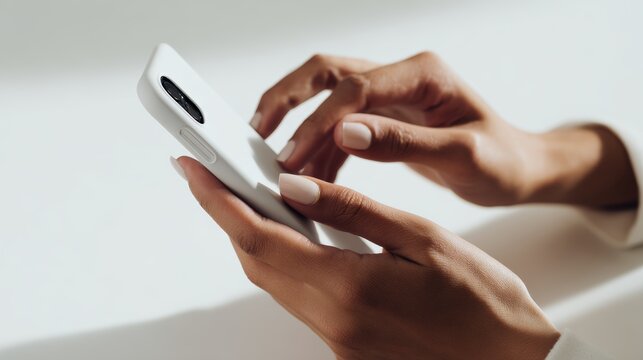 Close-up of african female hands using smartphone