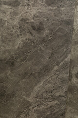 Dark textured natural stone surface showcasing unique patterns and color variations in a modern interior space