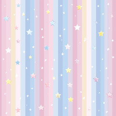 パステルカラーのストライプと星の背景パターン