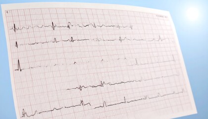 EKG graph paper with various waveforms
