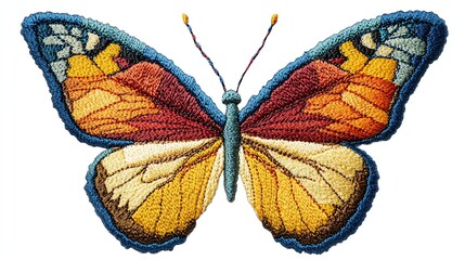 Colorful butterfly embroidery art design.