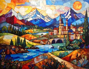 Colorful, vibrant landscape painting