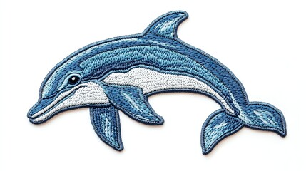 Colorful dolphin embroidery design for decor.