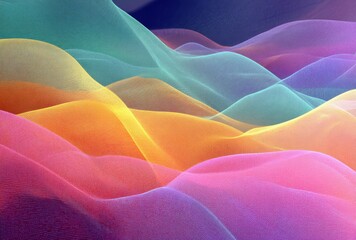 Colorful abstract waves of fabric in gradient patterns