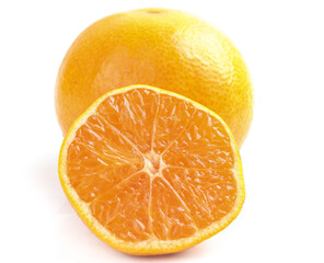 Fresh Orange Half Slice Showing Juicy Segments - Healthy Citrus Fruit on White Background