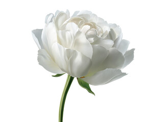Single white peony flower isolated on black background, Isolated On White, Png Transparent