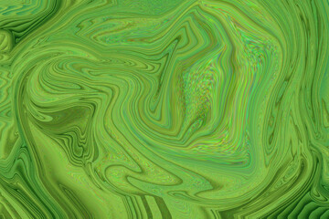 Abstract green swirling fluid texture with organic patterns and marbled effect