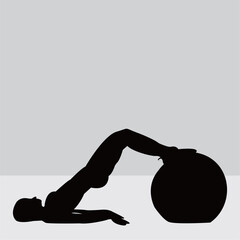 Silhouette of a woman in a Pilates pose, a fitness exercise. Illustration design.