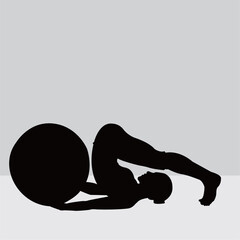 Silhouette of a woman in a Pilates pose, a fitness exercise. Illustration design.