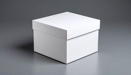 Blank white gift box on gray background