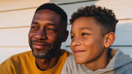 Obraz premium A father and son sharing a happy moment together.
