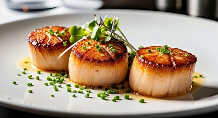 A Beautiful Overhead Video of Seared Scallops with Garnish