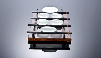 Smooth stones on a wooden stand