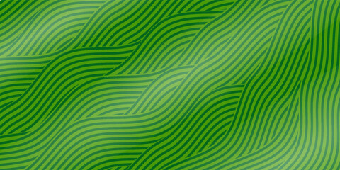 farm green banner, organic abstract background with fields. wavy green lines, natural organic products. ecology background. striped farmer green Pattern © tri